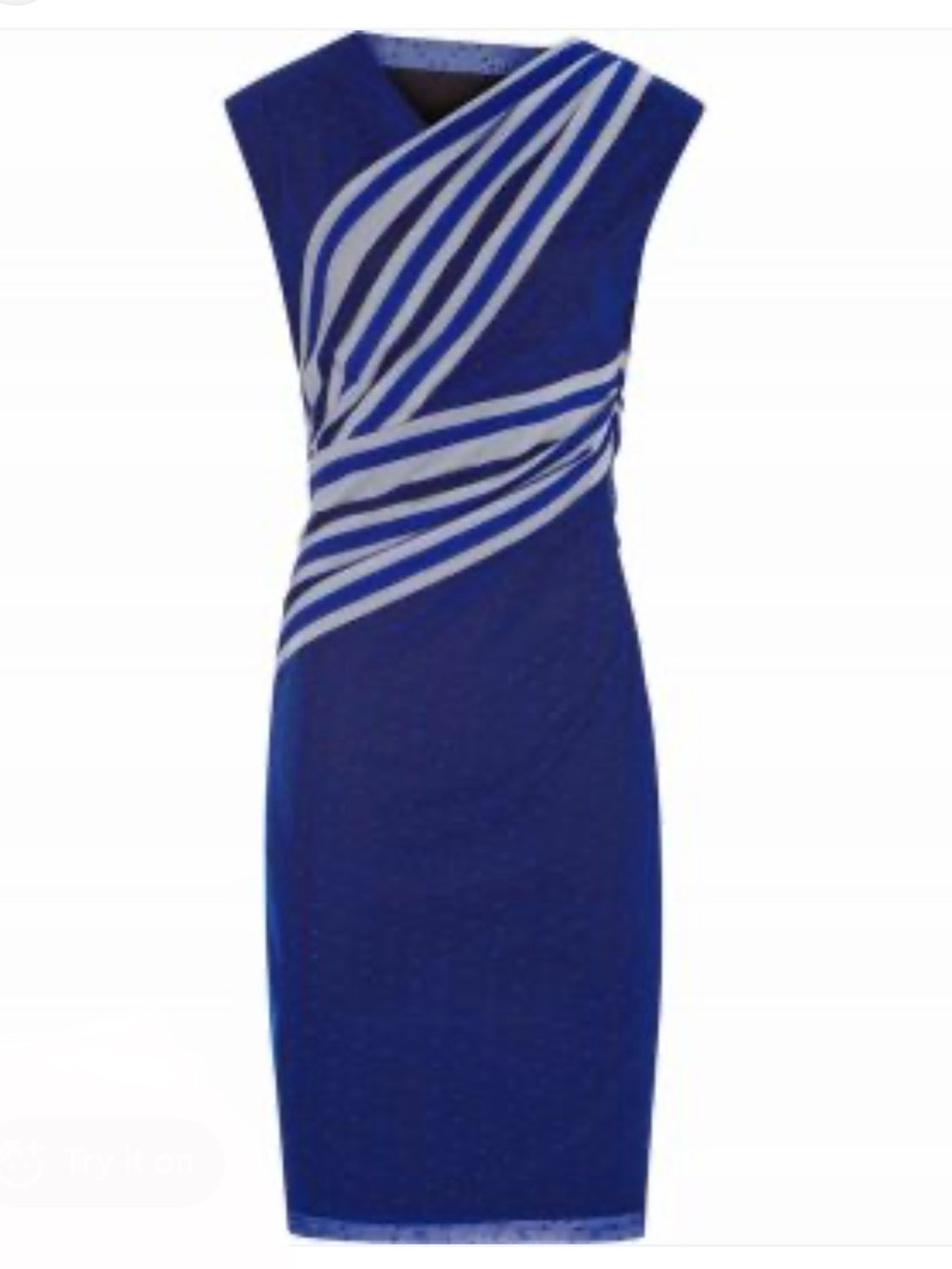 Reiss Fabia wrap-detail sheath dress diagonal silver blue striped overlay